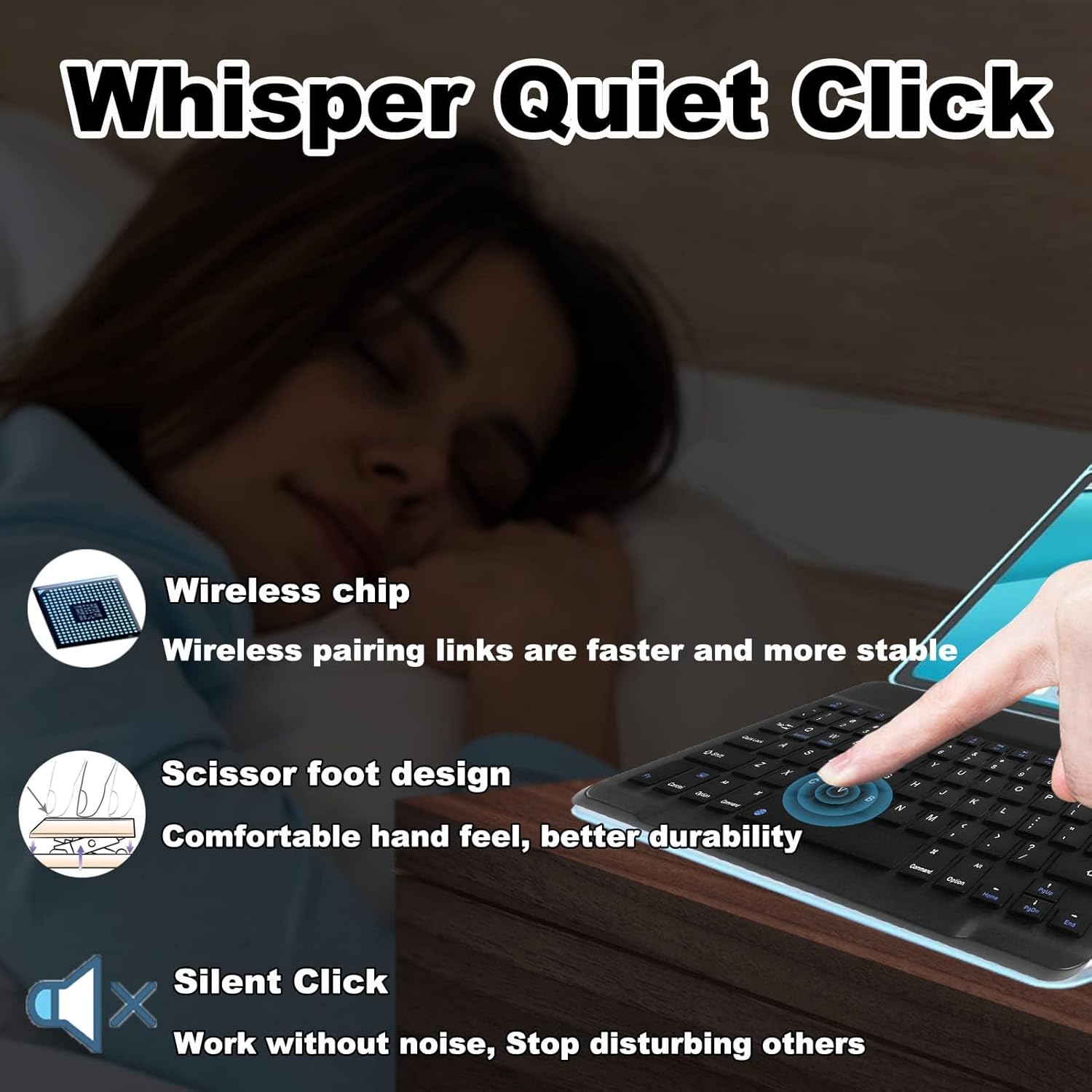 Souris et clavier Bluetooth sans fil mini 10 pouces à boutons carrés rechargeables – Image 11
