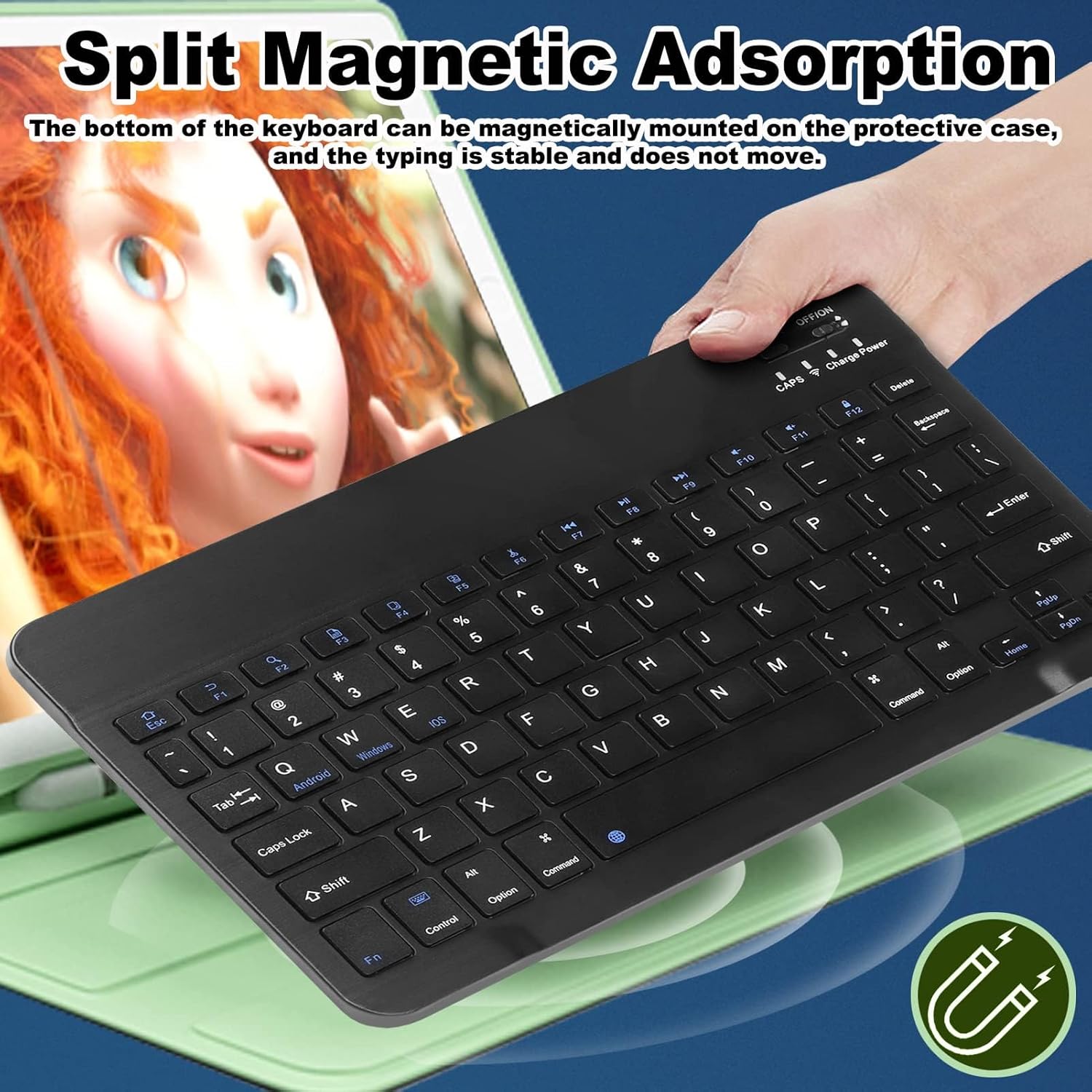 Souris et clavier Bluetooth sans fil mini 10 pouces à boutons carrés rechargeables – Image 6