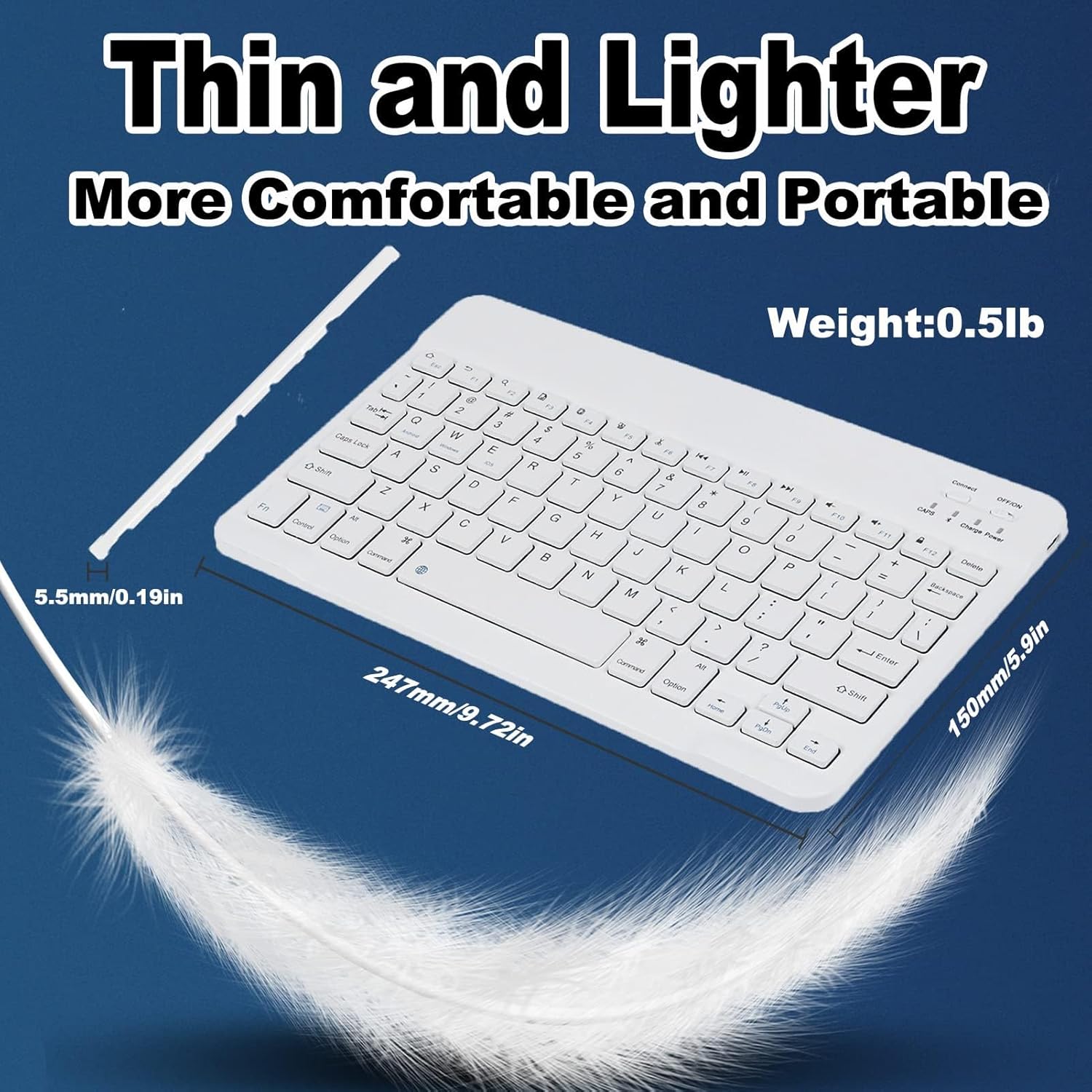 Souris et clavier Bluetooth sans fil mini 10 pouces à boutons carrés rechargeables – Image 9