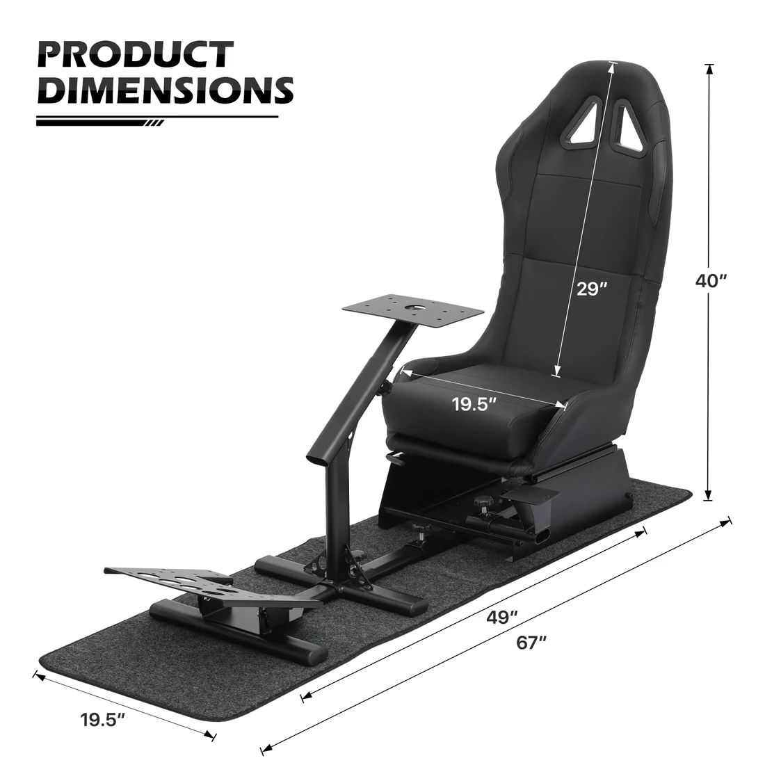 Cockpit de simulateur de course - Siège de jeu réglable - Noir
