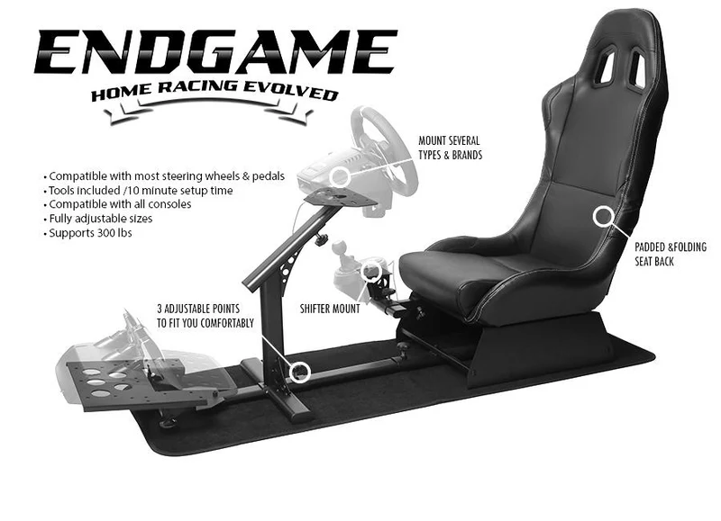 Cockpit de simulateur de course - Siège de jeu réglable - Noir – Image 6