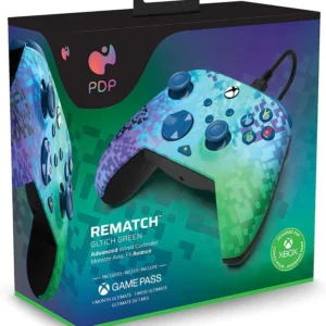 Pdp Rematch Xbox Filaire Manette Glitch Vert pour Xbox Series X|S, Xbox One, Licence Officiel