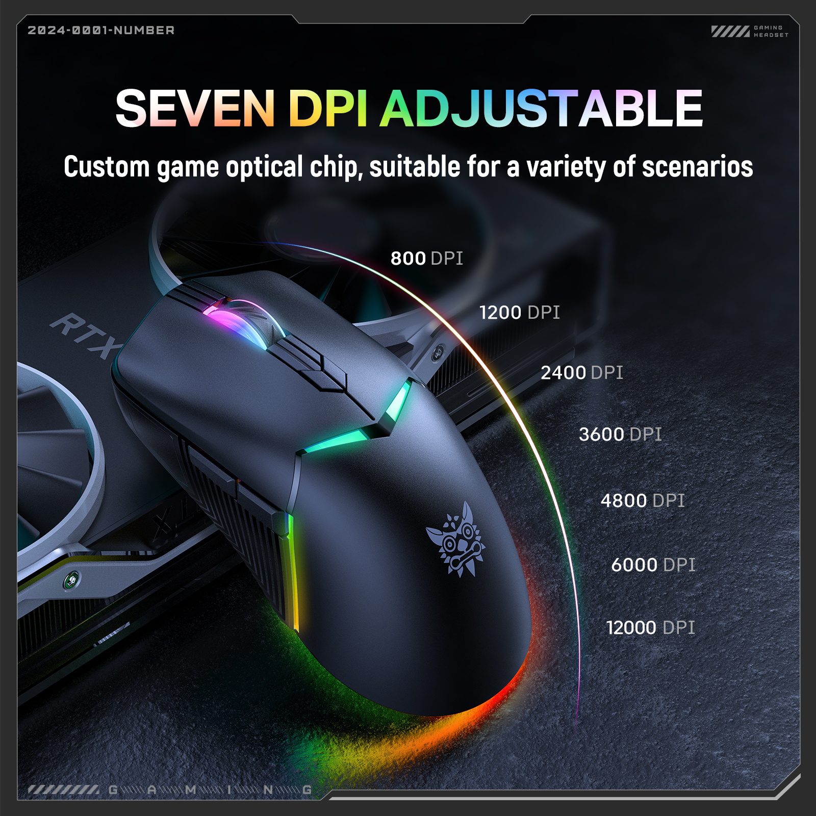 Souris gaming ONIKUMA CW928 Tri-Mode 2,4 GHz | Noire – Image 4