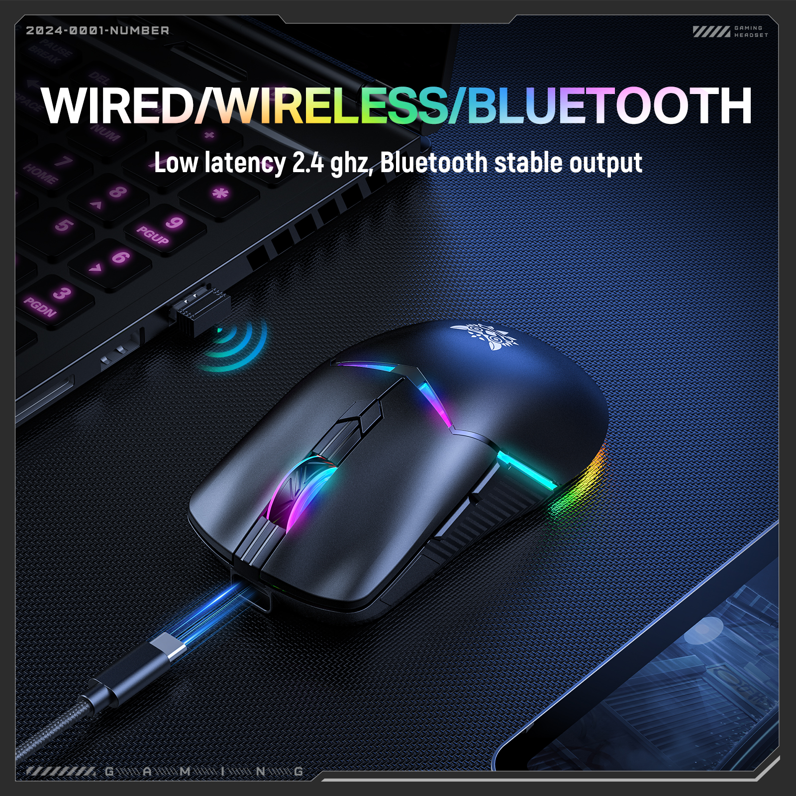 Souris gaming ONIKUMA CW928 Tri-Mode 2,4 GHz | Noire – Image 5